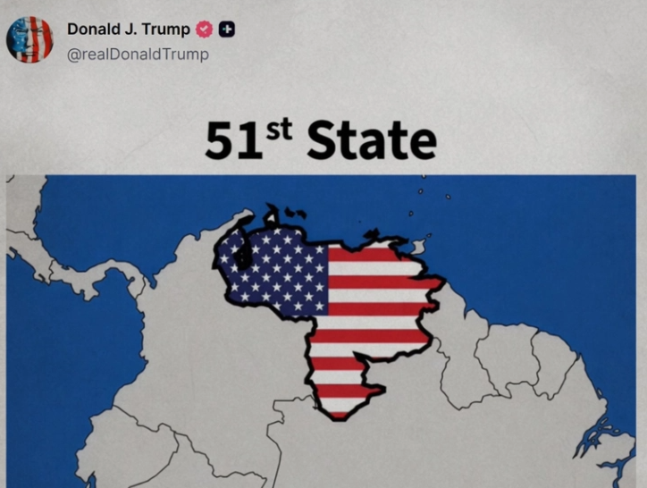 Трамп објави мапа која ја прикажува Венецуела како дел од САД